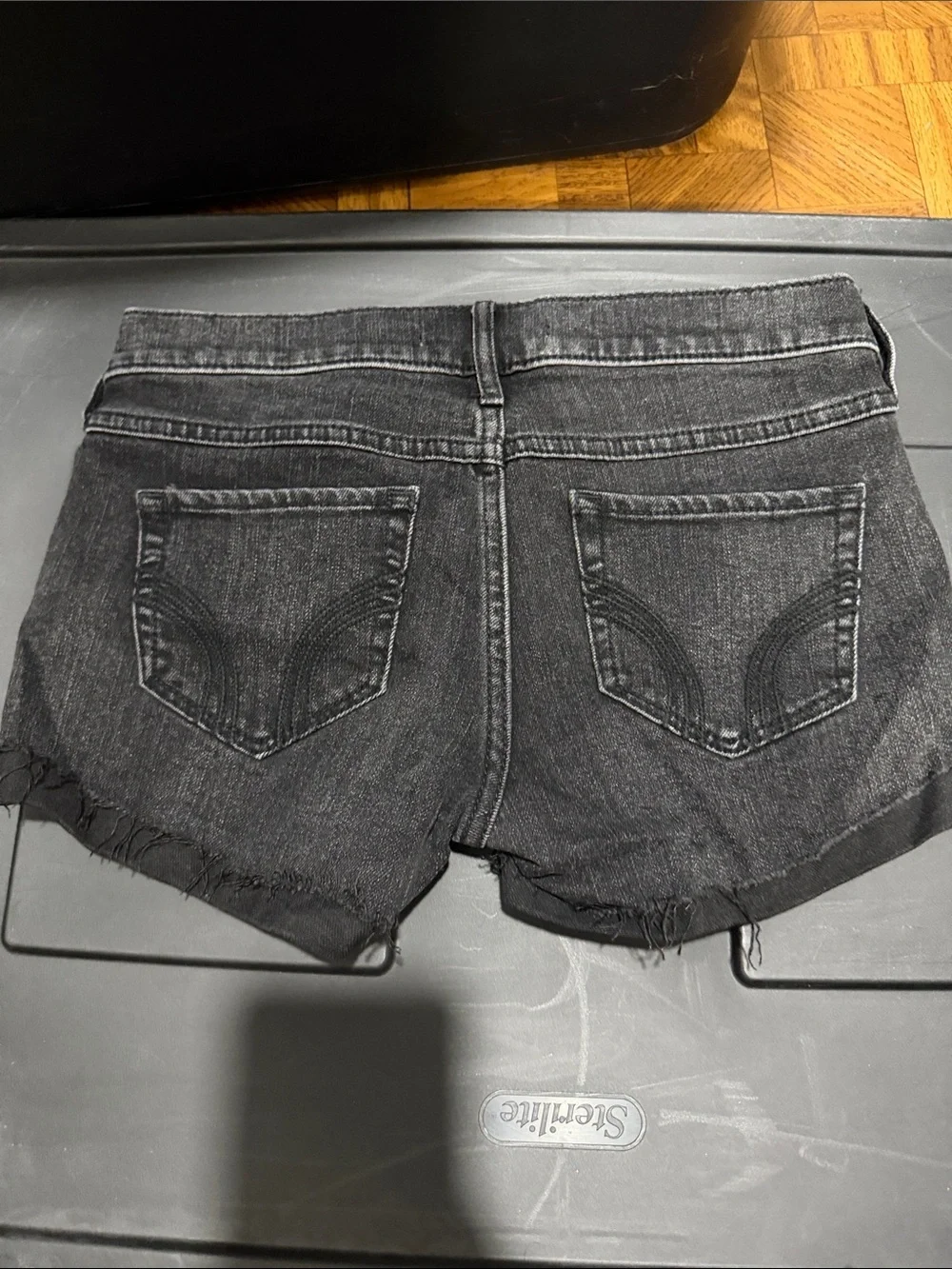 Hollister Black Washed Denim Cutoff Shorts